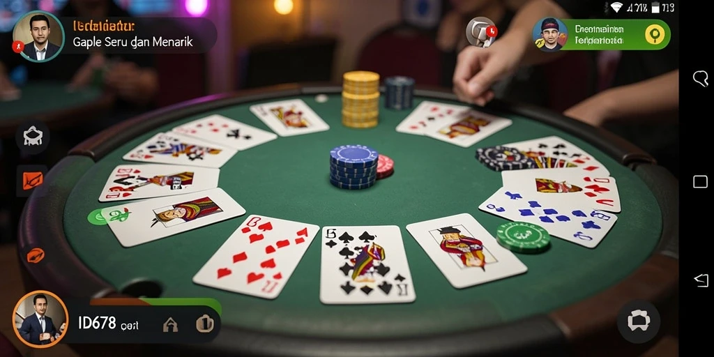Screenshot utama ID678 menunjukkan gameplay Gaple yang seru.