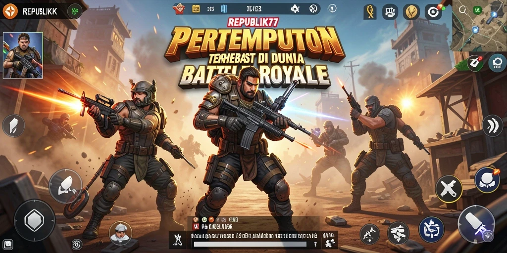 Tampilan gameplay seru di medan perang REPUBLIK77.
