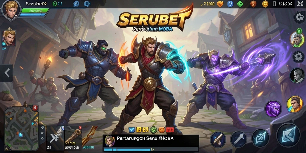 Tampilan seru dari gameplay MOBA SERUBET yang mendebarkan.